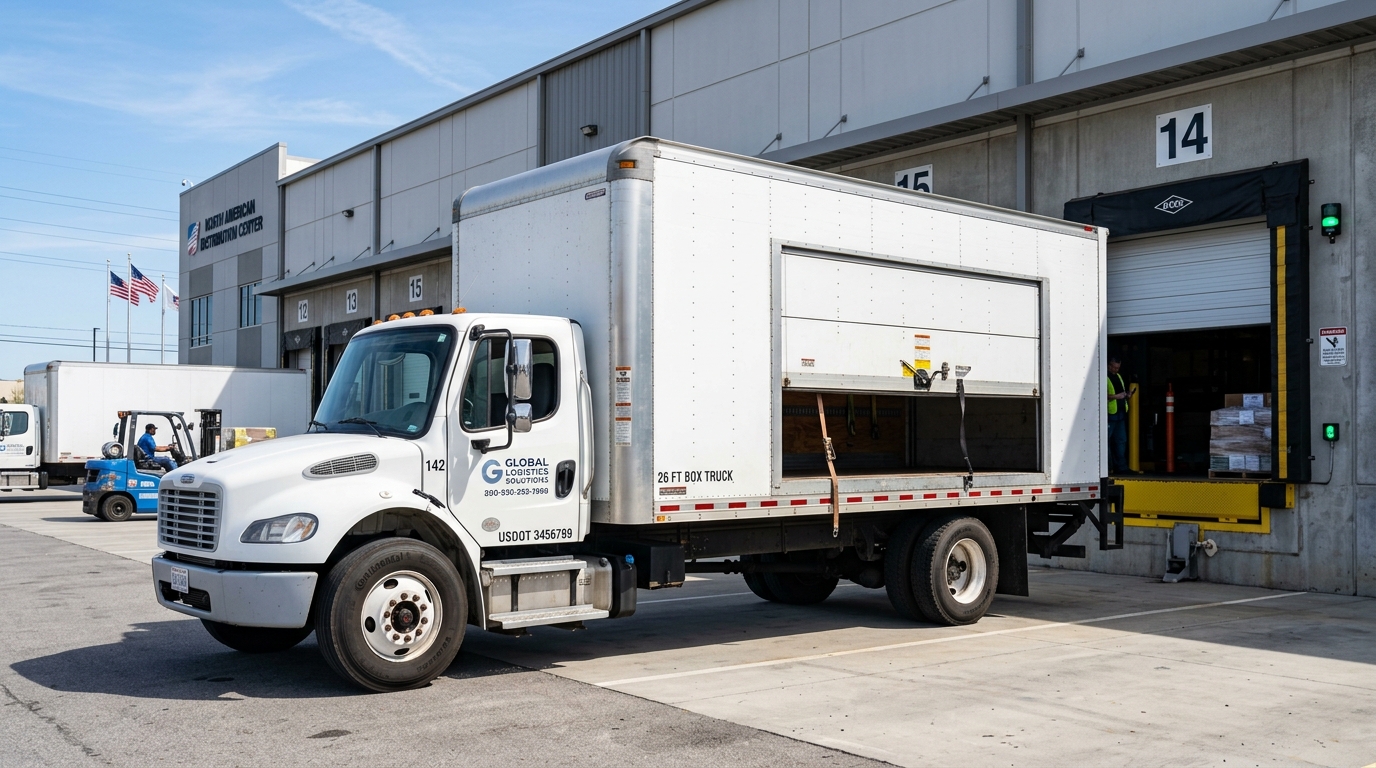 Box Truck at Commercial Freight Terminal