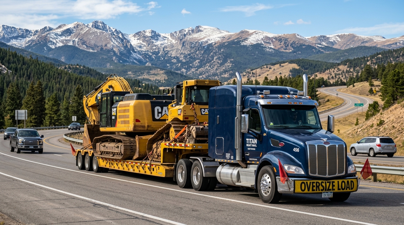 Loaded Step Deck Trailer